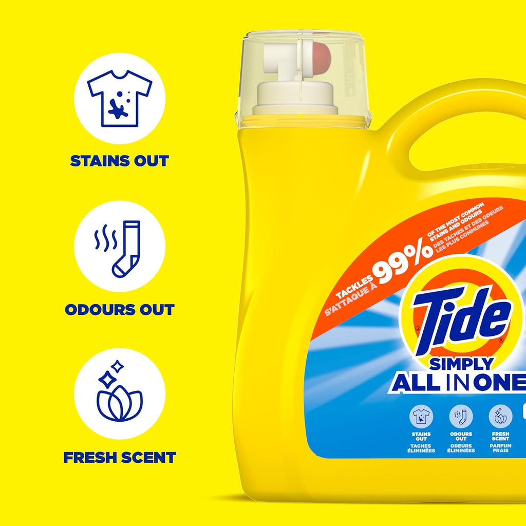 Tide Simply Liquid Laundry Detergent, Refreshing Breeze, 168 oz, 128 Loads, Tide Liquid Laundry Detergent, Laundry Soap