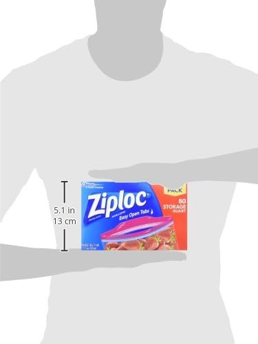 Ziploc Quart Food Storage Bags, Stay Open Design with Stand-Up Bottom, Easy to Fill, 80 Count