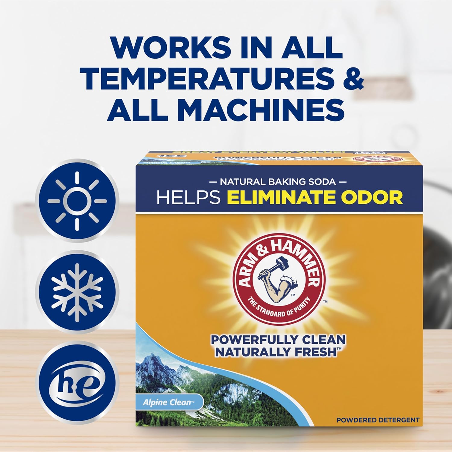ARM & HAMMER Powder Laundry Detergent, Alpine Clean, 9.56 lb, 155 Loads