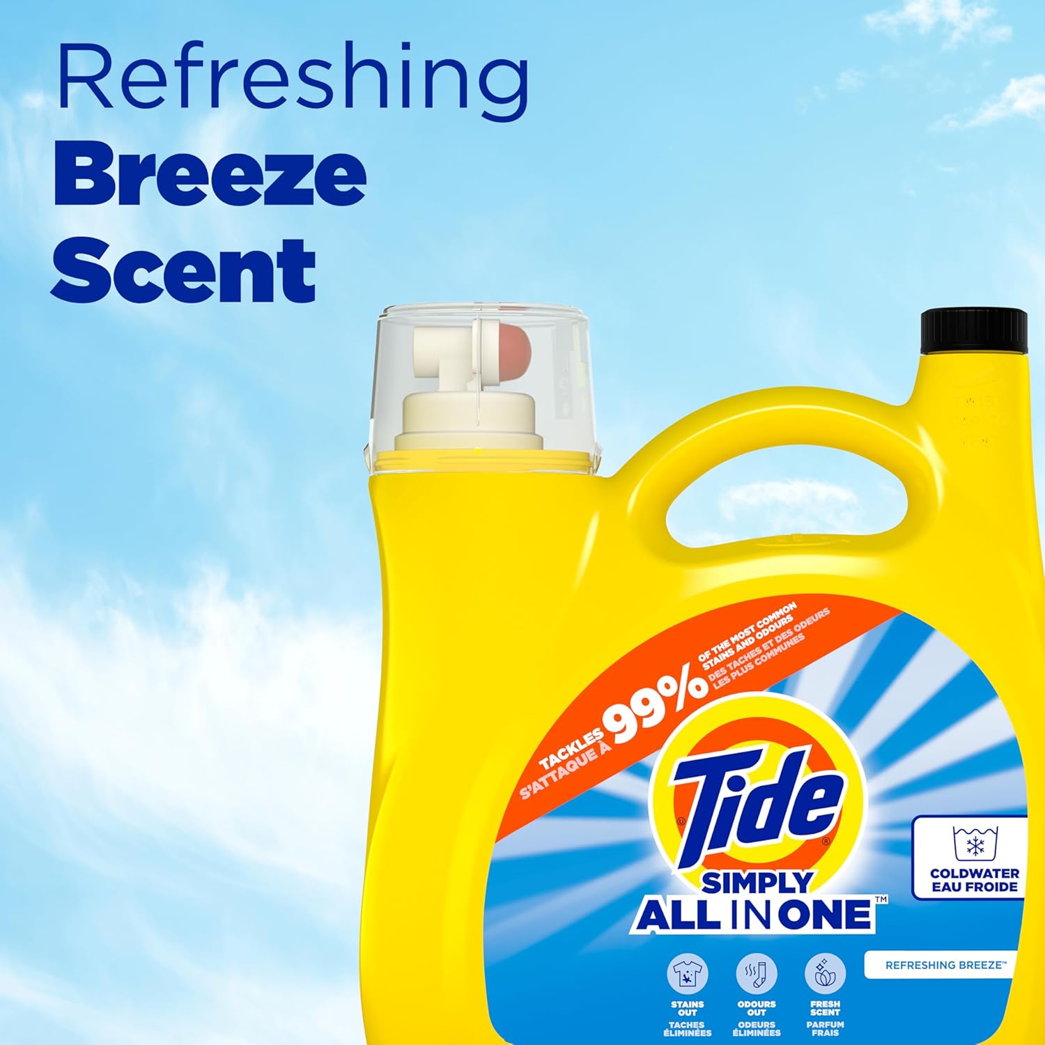 Tide Simply Liquid Laundry Detergent, Refreshing Breeze, 168 oz, 128 Loads, Tide Liquid Laundry Detergent, Laundry Soap