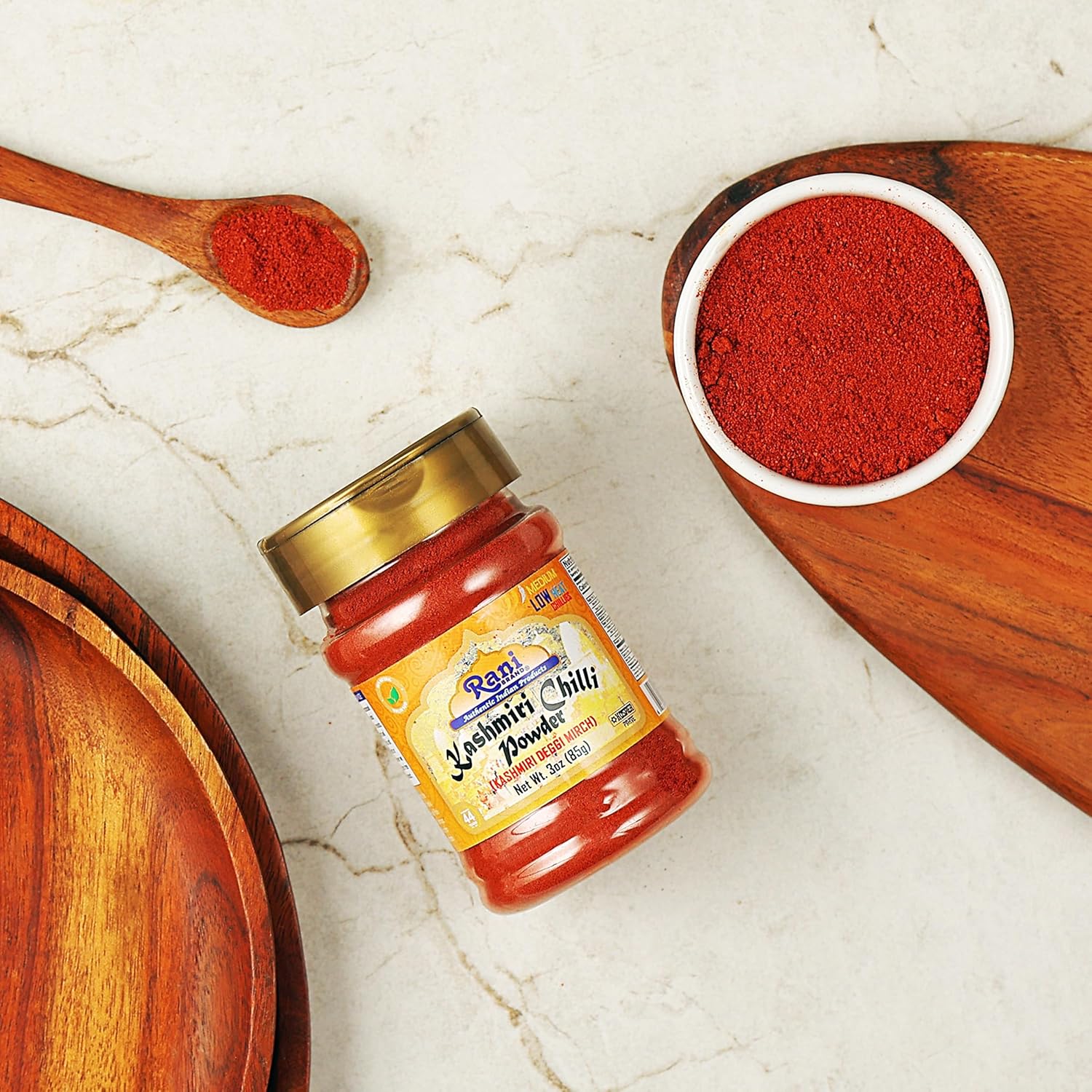 Rani Kashmiri Chilli Powder (Deggi Mirch, Low Heat) Ground Indian Spice 85g PET Jar ~ All Natural | Salt-Free | Vegan | Kosher | Gluten Friendly | Perfect for Deviled Eggs & Other Low Heat Dishes