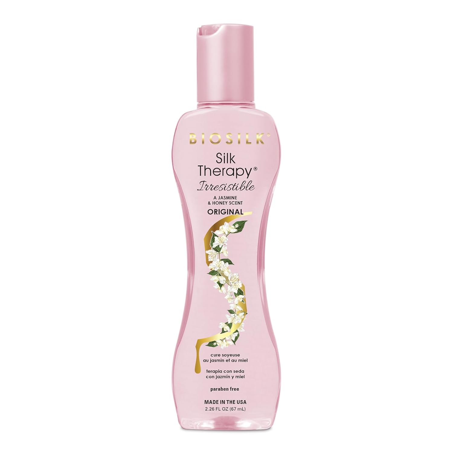 BioSilk Irresistible Collection Silk Therapy Leave-in Treatment, For All Hair Types, Jasmine & Honey Scent, Sulfate, Paraben, & Cruelty-Free, 2.26 Oz