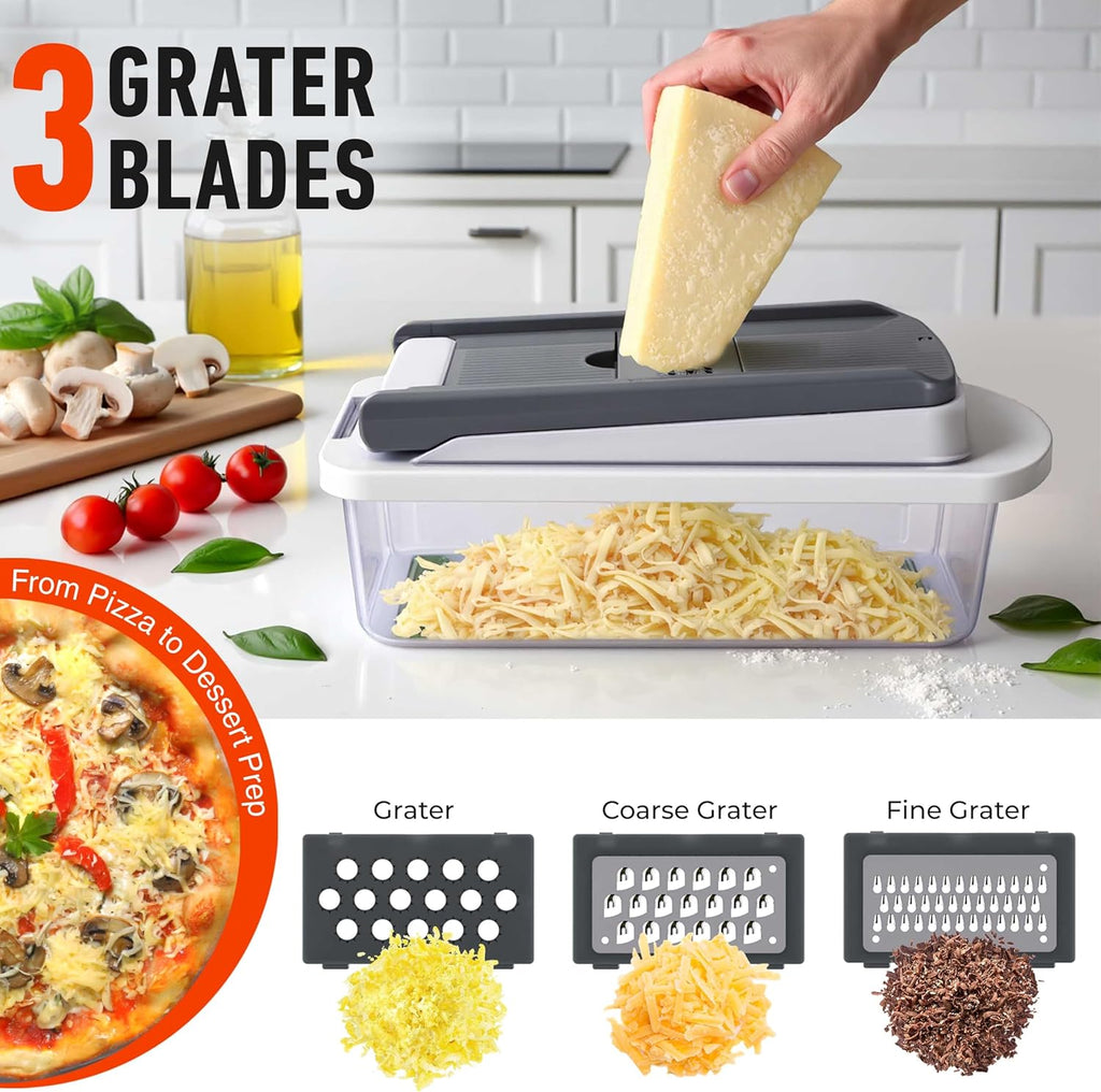 Mueller Pro-Series 10-in-1, 8 Blade Vegetable Chopper, Mandoline Slicer, Food Chopper with Container, Fruit Slicer, Kitchen Gadgets & Accessories, Home Essentials