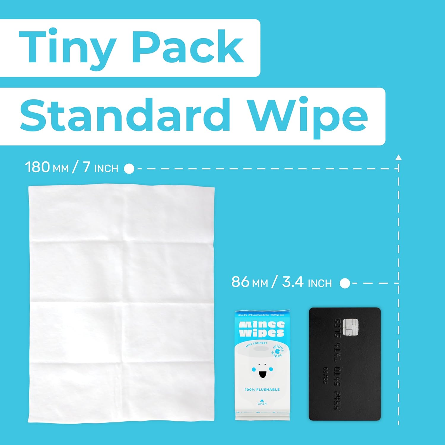 Impossibly Compact Travel Flushable Wipes with Natural Extracts - Skin-Friendly Wet Wipes, Hypoallergenic & Unscented Travel Size Butt Wipes for Adults, Kids & Baby Care - 8 Pack Total 48 Wipes