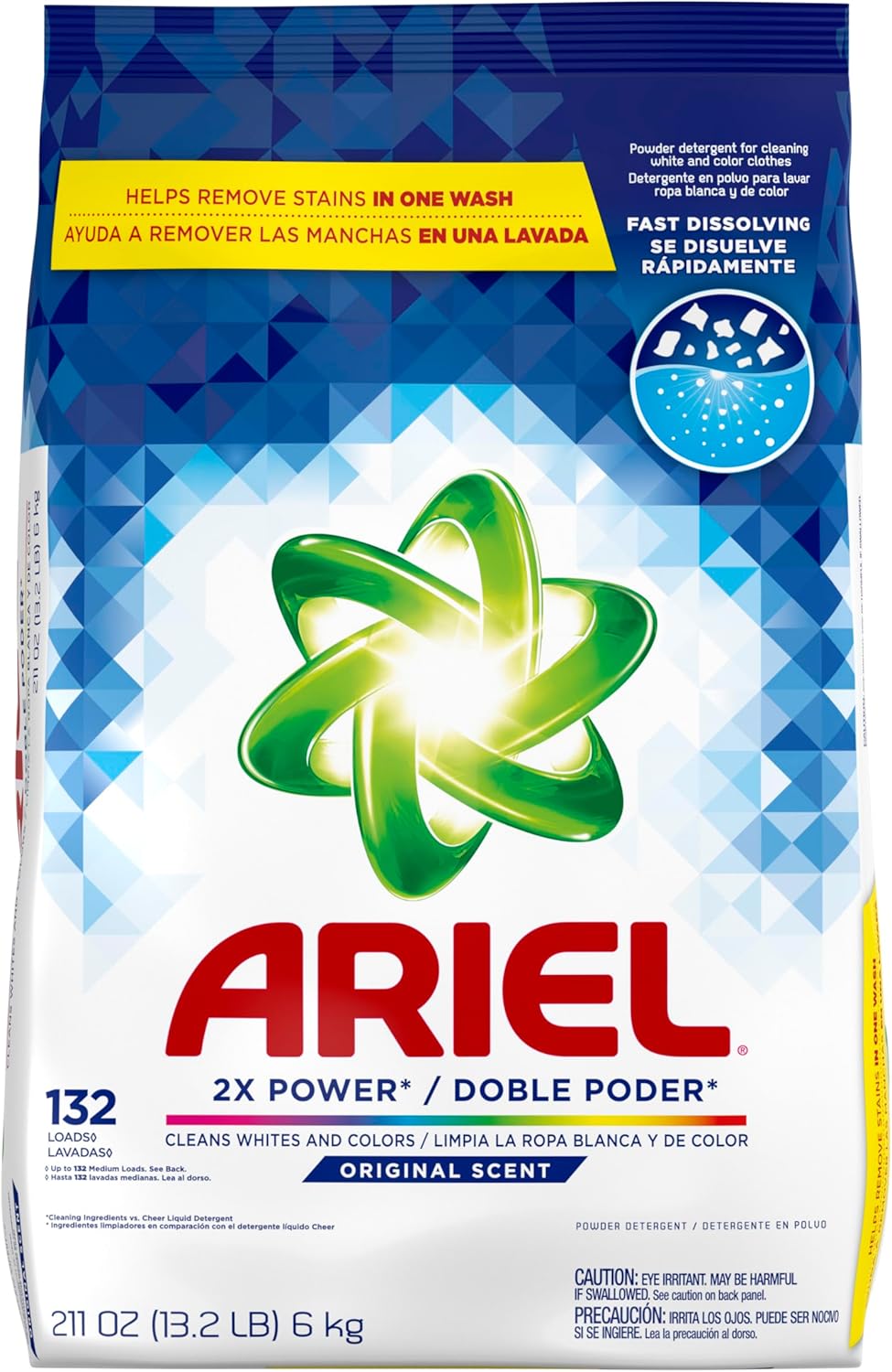 Ariel Powder Laundry Detergent, Original Scent, 211 ounces 132 Loads, 13.19 Pound (Pack of 1)