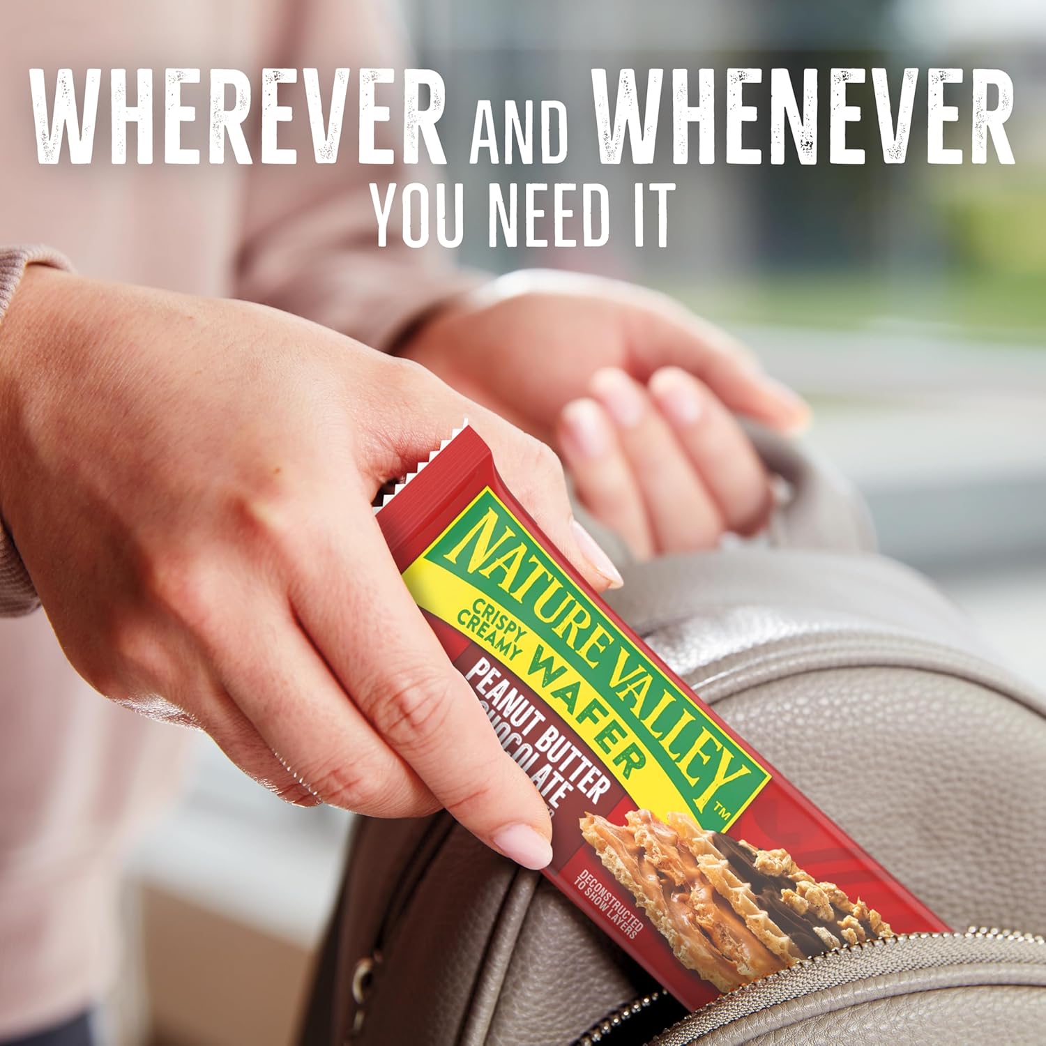 Nature Valley Wafer Bars, Peanut Butter Chocolate, 5 Bars per Box, 6.5 oz, Pack of 6, Crispy Wafer Texture, Peanut Butter Layers & Chocolate Coating, No Artificial Flavors, No High Fructose Corn Syrup