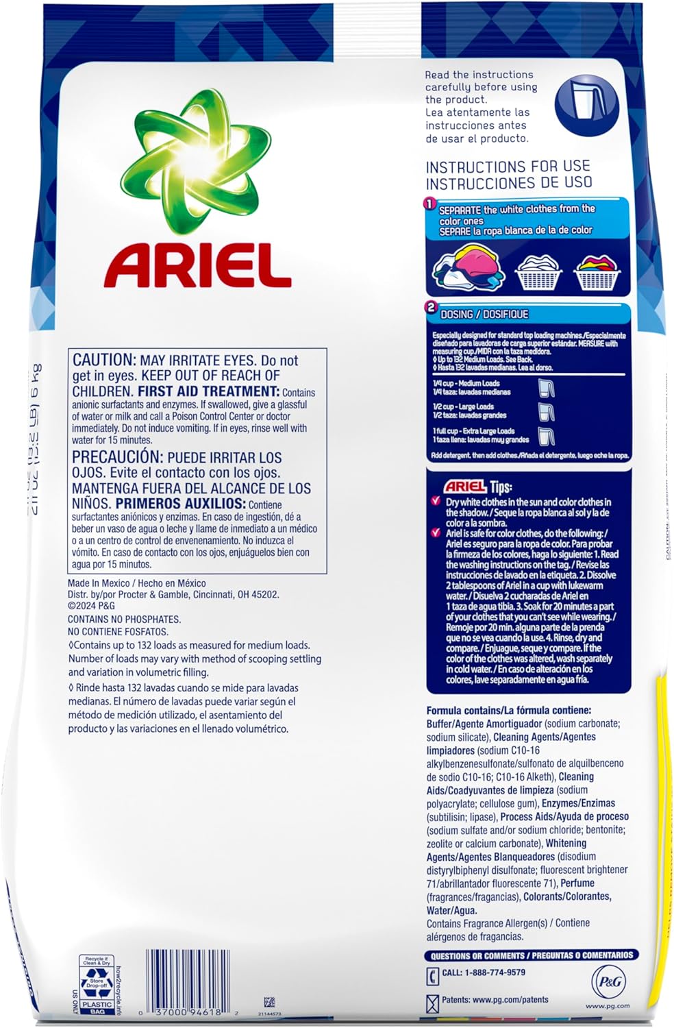 Ariel Powder Laundry Detergent, Original Scent, 211 ounces 132 Loads, 13.19 Pound (Pack of 1)